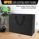 MUIIGOOD Gift Bags With Handles Paper Gags Medium Bulk For Party Shopping Birthday Wedding (6Pcs Black-35 * 26 * 13cm)
