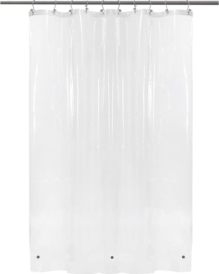 BAROSSA Design 54 inch Wide Stall Shower Curtain Liner with 3 Magnets - PEVA, Waterproof, PVC Free, Metal Grommets, Clear, 54x72