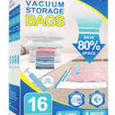 Vacuum Storage Bags with Hand Pump, Plastic Packaging Bags, 80% Space Saver Vacuum Seal Bags for Clothing, Travel Lugggage, Blankets, Comforters,
 16PCS