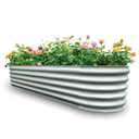Gardmax Galvanized Raised Garden Bed, Lightweight Planter Boxes Outdoor with Easy Assembly, Large Garden Bed for Vegetables, Fruits, Flower Silver 8FT