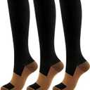 Compression Socks for Women & Men 15-20mmHg Knee High Support Socks for Running Athletic Travel (Black)