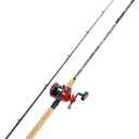 Sougayilang Fiberglass Fishing Rod Combo with Conventional Reel, Durable P-Cork Rod Handle, Medium Heavy for Catfish Salmon and Steelhead