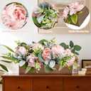 Pink Flower Centerpieces for Table, Pre-Made Artificial Peony Hydrangea Centerpieces for Dining Table Wood Fake Flowers Decorations for Wedding Living Room Office Bar Kitchen Table