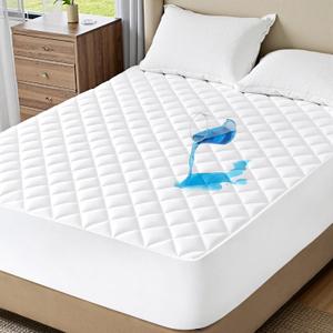 Bedsure Queen Mattress Protector, Quilted Waterproof Mattress Protector with Deep Pocket up to 22 Inches, Soft Breathable Noiseless Bed Pad Topper, Queen Bed Cover for Home, Bedroom, Hotel  White (Queen (60"x80"+18"))