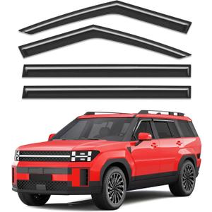 Outside-Mount Window Rain Guards Fit for 2024 2025 2026 Hyundai Santa Fe, Extra Durable Window Visors Wind Deflector Dark Smoke Vent Shades Car Tape-on 4-pcs with Thicker