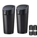 Car Trash Can with Lid, 2 Packs Leakproof Vehicle Garbage Bin, Compact Cup Holder Design, Includes 40 Trash Bags, Ideal for Car, Truck, Home, Office, Front & Back Seat Organizers (2-pack Black)