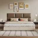 Brown Wall-Mounted Upholstered Headboard Panels, Faux Leather, 24x12 Inches, Pack of 12 DIY Soundproof Wall Padding for Full, Queen, or King Beds, Modern Wall Dcor, Easy to Clean