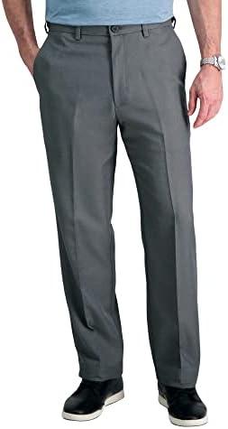 Haggar Men's Cool 18 Classic Fit Flat Front Hidden Expandable Waistband Casual Pant 34×30, Graphite