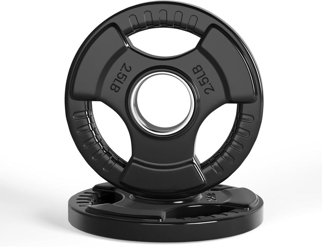 LIONSCOOL 2-Inch Rubber Olympic Grip Weight Plates for Strength Training, Weightlifting, Solid Cast Iron Plate for Barbell in Single/Pair/Set for Home & Gym (2.5-45LB)