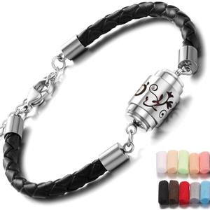Aromatherapy Essential Oil Diffuser Bracelet 316L Stainless Steel Adjustable Pattern Aroma Bracelet with 10PCS Refill Sticks, Retro Hollow Design Relaxation Bracelet Gifts for Women XL097-1