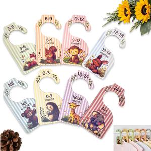 2 x Baby Closet Dividers, Baby Clothes Dividers for Closet – Wooden Double-sided Dividers, Large Clear Font, Nursery Clothes Organization,Newborn to 24+ Months, Fits Standard Clothes Rods (Pastel Rainbow)
