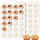 FUNBAKY Silicone Mini Muffin Pan, Metal Reinforced Frame 24 Cups Nonstick Mini Cupcake Pans with Handles Easy to Move for Baking Muffin, Cupcake, Egg Bites Oven Safe, 2 Pack Confetti