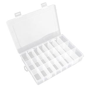 OALCQ 24 Grids Plastic Organizer Box With Dividers Clear Craft Storage Bead Organizer Box Earring Travel Pill Jewelry Organizers Storage Boxes Screw Seed Small Parts Hair Tie