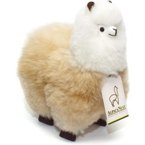 Alpaca Stuffed Animal – 9 inch. Cute, Soft and Cuddly Alpaca Plush Toy Handcrafted on Real Alpaka Natural Fur. (9 inches, Beige & White)