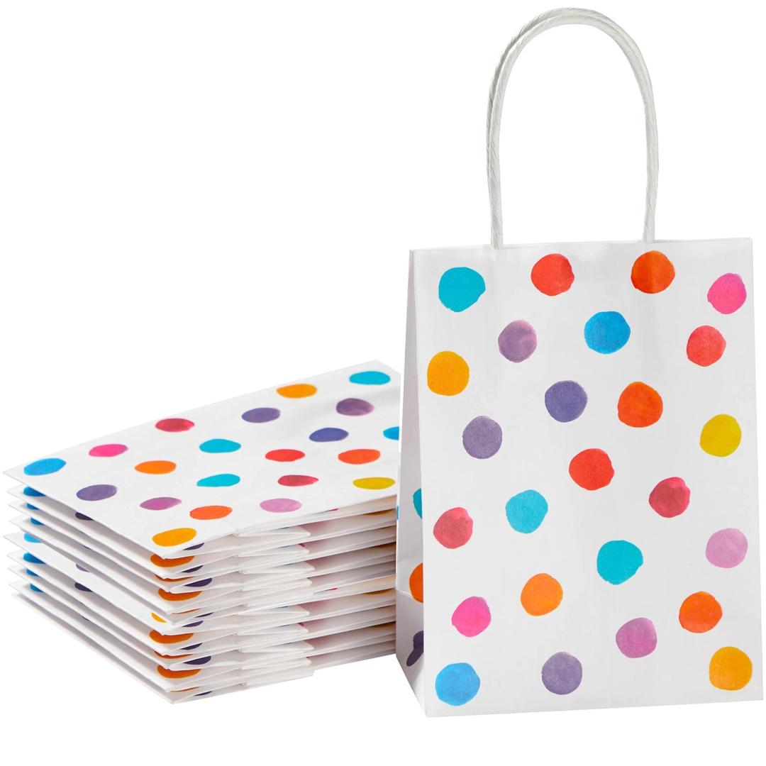 SUNCOLOR 25 6" Polka Dot Gift Bags and 30 Polka Dot Party Favor Bags Bundle