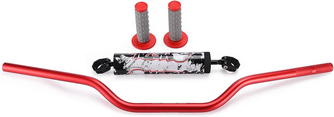 TRAVERSE 7/8" Handlebars 4 Pcs, Cold-Forged Cross Bar Off-Road Motorcycle Handlebars Tubes with Foam Pad and Rubber Grips for CRF YZF KXF KLX RMZ DRZ Pit Dirt Bike Motocross (Red)