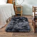 Quntue Small Area Rug, 2x3 Rug for Bedroom Shaggy Throw Rugs for Dorm Rug, Soft Tie Dyed Carpet for Kids Room, Plush Comfy Fluffy Bedside Rug for Home Decor Aesthetic, Dark Grey