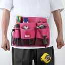 UNCO- Adjustable Gardening Belt, Pink, 7 Pockets, Wear, Cut and Water Resistant, Garden Tool Belt Pouch, Waist Apron with Pockets