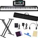 88 Key Digital Piano Electric Keyboard, 88 Key Keyboard Piano for for Beginner, with Power Adapter, Sustain Pedal, Stand, Bluetooth, Carrying Case, Headphones, USB-MIDI, for at Home/Stage