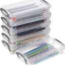 BTSKY Large Capacity Pencil Box, Office Supplies Storage Organizer Box, Brush Painting Pencils Storage Box Watercolor Pen Container Drawing Tools(6 Pack Clear)