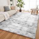 YOBATH Fluffy 8x10 Area Rugs for Living Room Bedroom, Large Modern Soft Shag Rugs for Kids Girls Boys, Non-Slip Plush Shaggy Rugs for Playroom Nursery Dorm Room, Tie-Dyed Light Grey