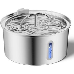 Cat Water Fountain Stainless Steel, 3.2L/108Oz Pet Water Fountain for Drinking, Automatic Metal Dog Water Dispenser Bowl with Quiet Pump, Dual-Stream, Filtration for Cats, Dogs, Multiple Pets Indoor