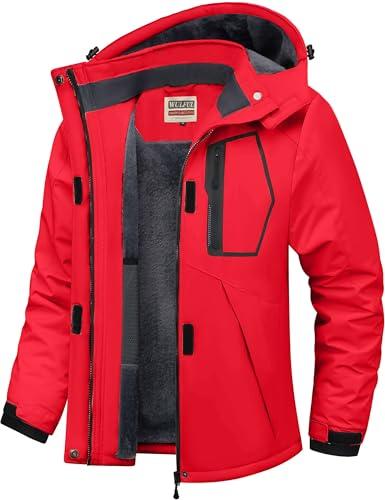 WULFUL Women's Waterproof Ski Jacket Warm Winter Coats Windproof Winter Jackets for Women Fleece Lined Windbreaker with Hood S