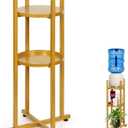 Retyion Water Dispenser Stand 5 Gallon Water Jug Stand Sturdy Water Stand(32.8" H-11.2" W) Water Jug Stand with 2 Round Shelfs for 1-5 Gallon Water Bottles/Crocks, Water Jug and Plant Stand (Gold)