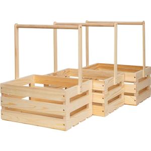 3 Pieces Wooden Baby Shower Crates ,Natural Pine wood Baby Gift Crates,Storage Crates For Organizer.(3)