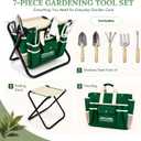 7-Piece Garden Tool Set with Folding Stool & Storage Tote