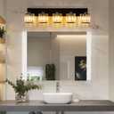 Black Crystal Bathroom Lighting Fixtures, 5 Light Modern Crystal Bathroom Vanity Lights Over Mirror, Wall Light Bathroom Light Fixtures
