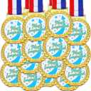 30 Pcs Gold Medal for Award Bulk Winner Award Medal with Neck Ribbon Trophy Prize for Student Kid Education Competition Event Winner