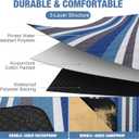 Picnic Blankets Outdoor Extra Large - 80"x80" Waterproof Beach Blanket, Machine Washable 3-Layer Foldable Park Mat with Sandproof Backing for Grass, Hiking, Travel, Concerts, Indoor (BlueStrip)