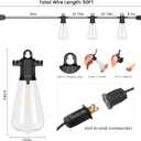 LED Outdoor String Lights, 50 FT Waterproof Patio Lights with 25+2 ST38 Vintage Edison Shatterproof Bulbs, Connectable Dimmable Hanging Lights for Backyard Bistro Cafe Garden Gazebo - Warm White