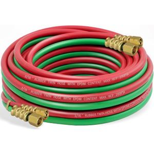 RX WELD 3/16-Inch Oxygen Acetylene Hose with 3/8"-24 A Fittings, Grade R, 25 Feet