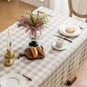 Checkered Tablecloth Rectangle Cotton Linen Gingham Table Cloth with Tassel Washable Wrinkle Free Heavy Duty Buffalo Plaid Table Cover for Dining/Party/Picnic (Beige, 55" x 55" (Square))