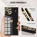 Tzomsze Compatible with iPhone 16 Plus Case,Camera Protection Cute Heart Pattern & Electroplate Reinforced Corners Shockproof Edge Bumper Case for Women Girls 6.7 Inch-Black