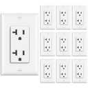 BESTTEN 10 Pack 20 Amp Decor Receptacle Outlet, Standard Electrical Wall Outlet with Wallplate, 20A/125V/2500W, Non-Tamper-Resistant, UL Listed, White