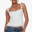 Women Y2k Lace Trim Tank Tops Teen Girl Fairycore Sleeveless Solid Going Out Streetwear Summer Crop Camisole Size S