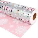 Altarho Christmas Wrapping Paper Jumbo Roll Printed on Pearlized Sliver Paper - Reversible Nutcracker and Snowflakes for Xmas, Holiday, Party Celebration (Pearlized Sliver Nutcracker, 17 Inch X 100Feet)