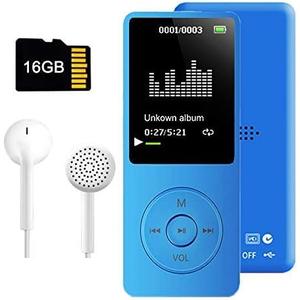 MP3 Player, Music Player with 16GB Micro SD Card, Buildin Speaker/Photo/Video Play/FM Radio/Voice Recorder/EBook Reader, Supports up to 128GB (Dark Blue)