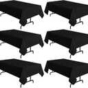 sancua 6 Pack Black Tablecloth 60 x 102 Inch, Rectangle Table Cloth for 6 Feet Tables - Stain and Wrinkle Resistant Washable Polyester Table Cover for Dining Tables, Buffet Parties and Camping (6 Pack 60x102 Inch Tablecloth)