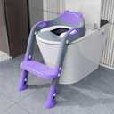 Potty Training Seat with Step Stool Ladder, SKYROKU Potty Training Toilet for Kids Boys Girls Toddlers - Comfortable Safe Potty Seat with Anti-Slip Pads Ladder Grey Purple (8838-grey purple)