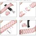 Wearlizer Rose Pink Compatible with Apple Watch Band 38/40/41/42mm Womens Replacement, Stainless Steel Strap Fashion Resin Wristband Sleek Metal iWatch Series 11 10 9 8 7 6 5 4 3 SE/Ultra 3 2 1