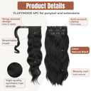 Flufymooz 4PCS Half Up Half Down Ponytail Extension Set, Fake Ponytail Soft Synthetic Hairpiece for Women, Long Thick Clip in Hair Extensions Wavy Fuller High Wrap Around (Natural Black 22In)