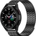 LETOID Magnetic Metal Band Design for Samsung Galaxy Watch Ultra/Ultra 2 47mm, Watch 7/6/5/4/FE 44/40mm, 6 Classic 47/43mm, 5 Pro 45mm, 4 Classic 46/42mm, Men Stainless Steel Replacement Strap (Black)