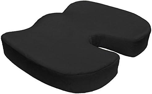 5 Stars UNITED Orthopedic Memory Foam Office Chair and Car Seat Pad Comfort Cushion for Back Pain and Sciatica Relief (Black)
