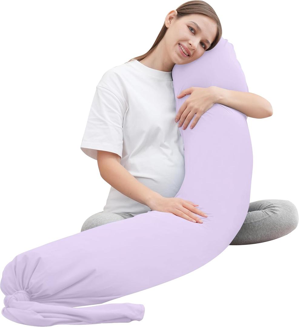 MOON PARK Pregnancy Pillow - Incredibly Smooth and Soft Cooling Cover I Shaped Full Body Maternity Pillow with Removable Cover - Support for Side, Back, Legs, Belly, HIPS - Purple