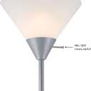 Globe Electric 677150 Elliott 72" Floor Lamp, Silver, White Plastic Shade, On/Off Rotary Switch on Shade, Standing, Living Room Decor, Bedroom, Tall, Corner Light