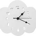 VOSAREA Cloud Shaped Silent Wall Clock Wooden Wall Clock for Nursery Kids Room